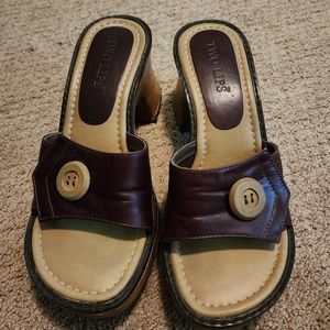 Vintage style slip on chunky heels